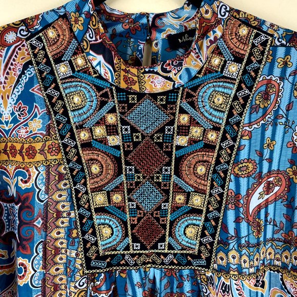 Melissa Paige Boho Southwestern Chiffon Blouse S - Picture 2 of 11
